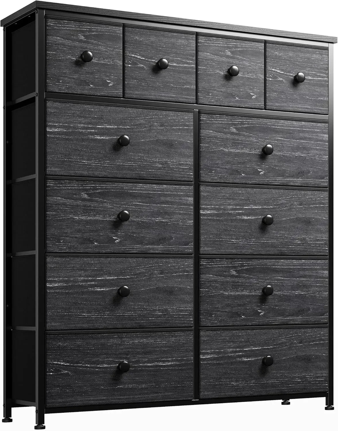 Sleek Black Dresser with 12 Drawers; Tons of Storage.