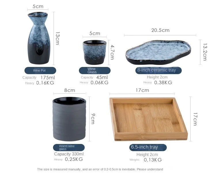 Handmade Japanese Style Sake Warmer & Cups