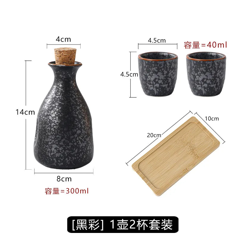 Japanese Ceramic Sake Pot & Cups Set
