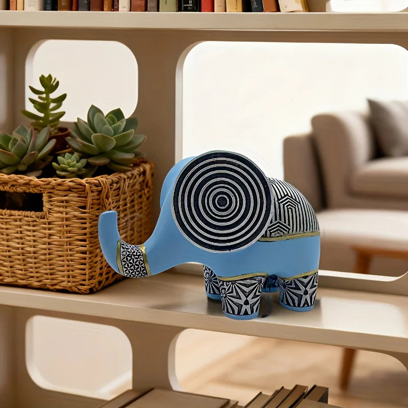Elegant Blue Minimalist Elephant Statue