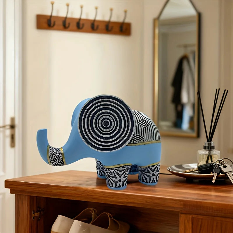 Elegant Blue Minimalist Elephant Statue