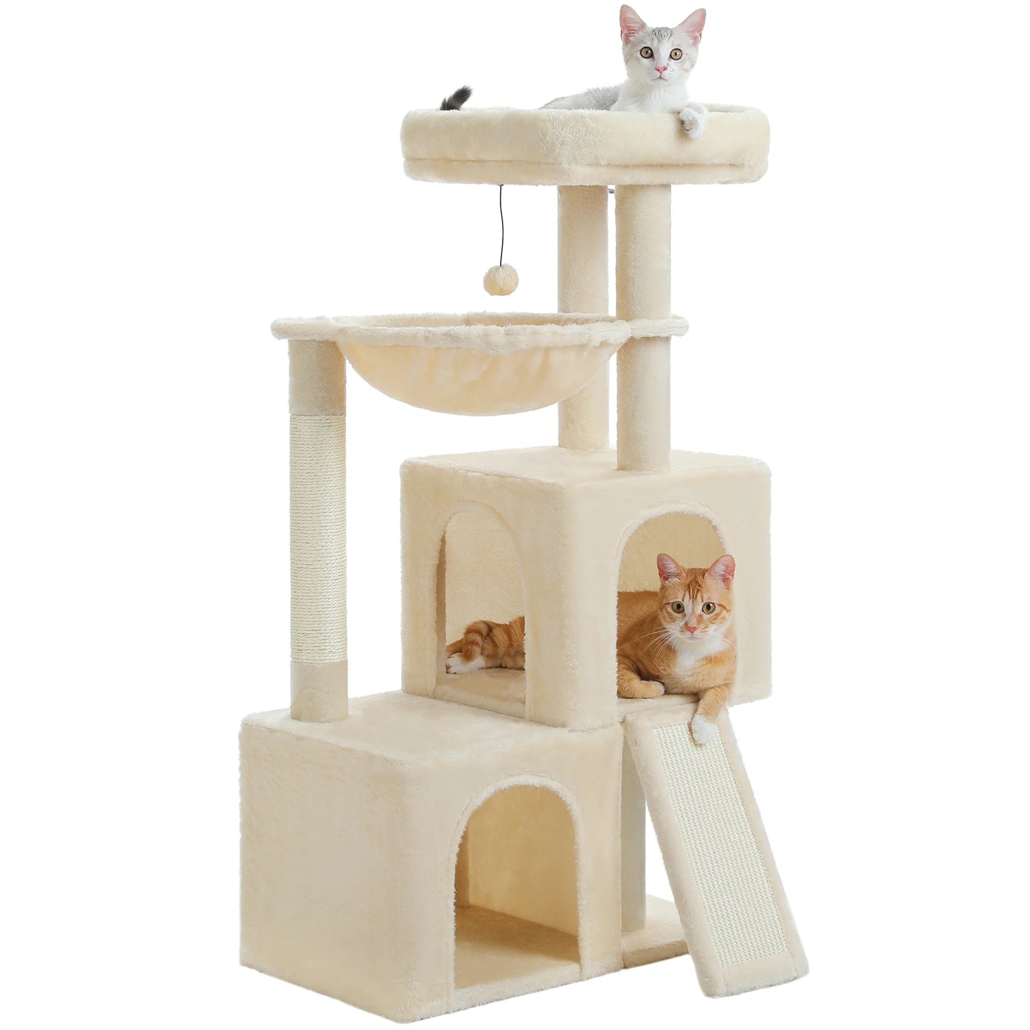 Spacious Cat Tower; Natural Sisal Scratching Posts