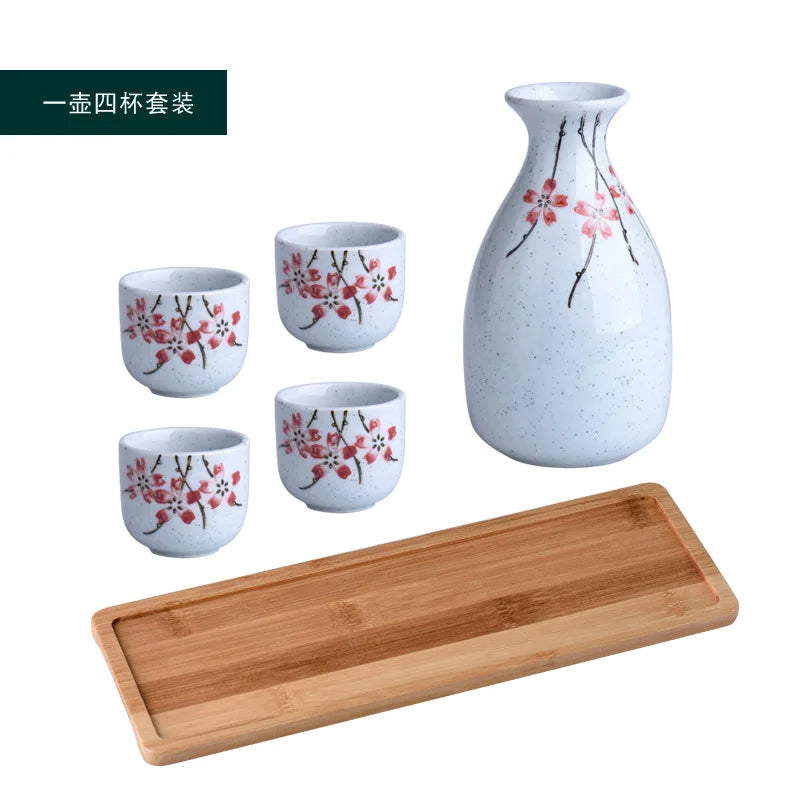 Japanese Ceramic Sake Pot & Cups Set