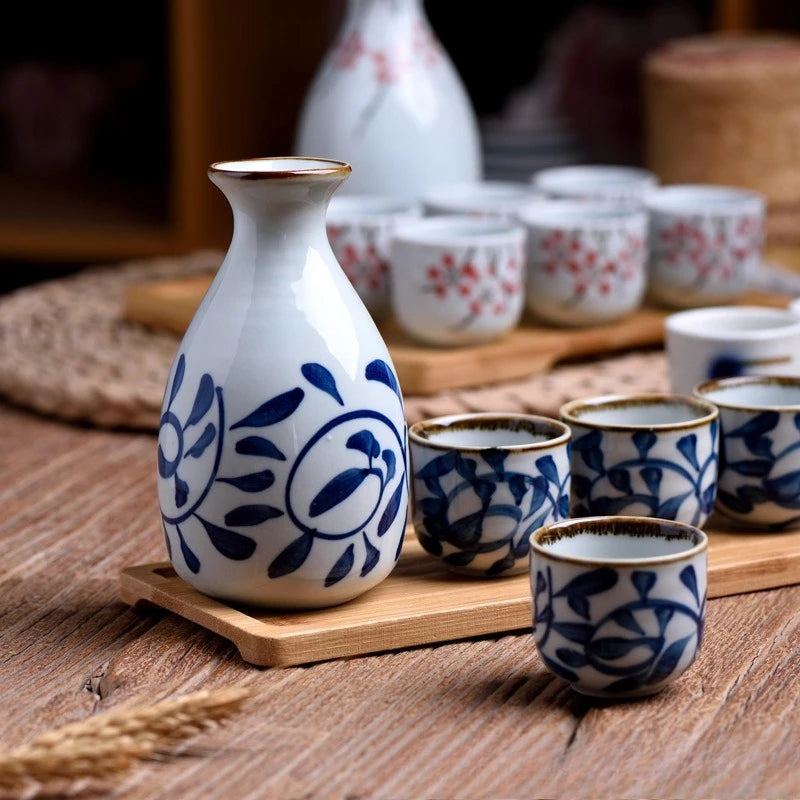 Japanese Ceramic Sake Pot & Cups Set