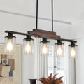 Industrial 5-Light Chandelier, Glass Shades; 4 Colors Available