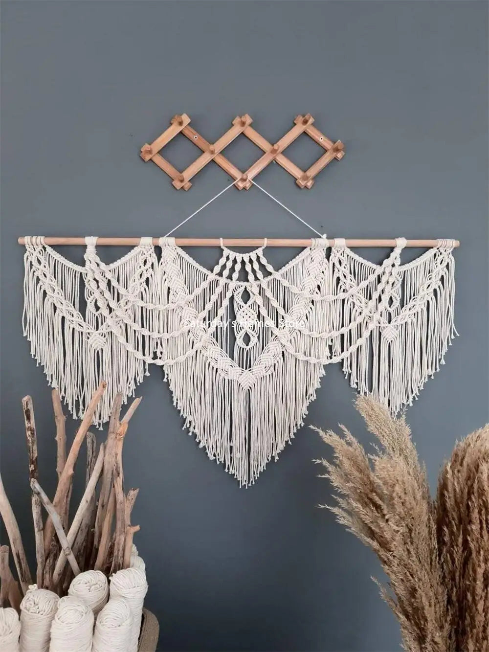 Handwoven Macrame Wall Hanging; Chic Bohemian Tapestry