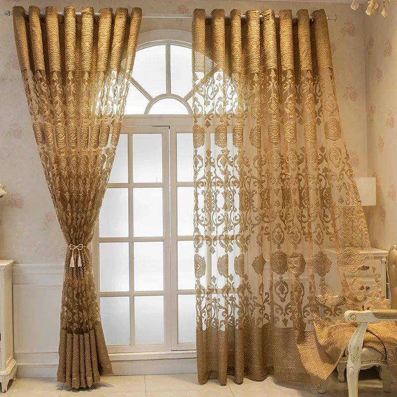 European Luxury, Gorgeous Grey Hollow Jacquard Curtains