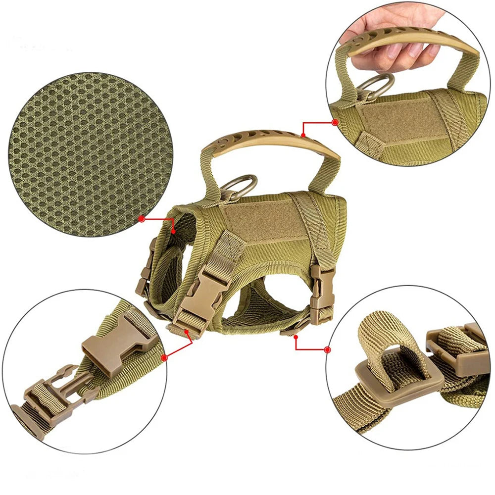 Tactical Nylon Cat Harness Leash Patch Kit for Cats and Small Dogs Vest Military Dog Work Outdoor Training Accessories
