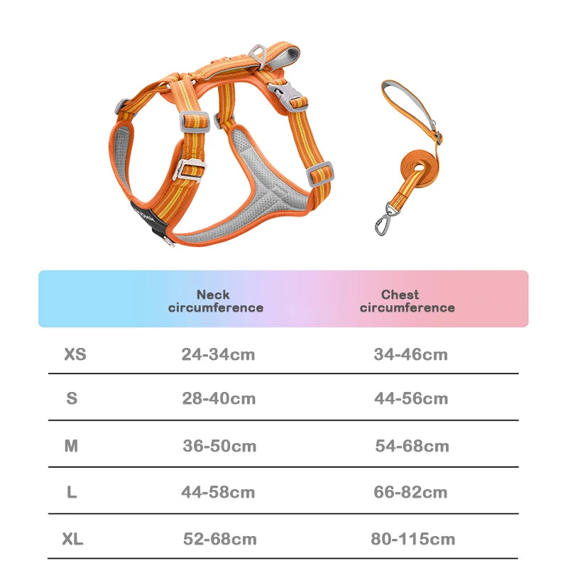 No-Pull, Heavy-Duty Vest Harness; Matching Leash