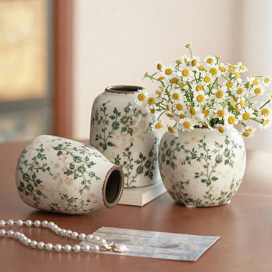 Handmade Bohemian Art Ice Crackle Ceramic Vases