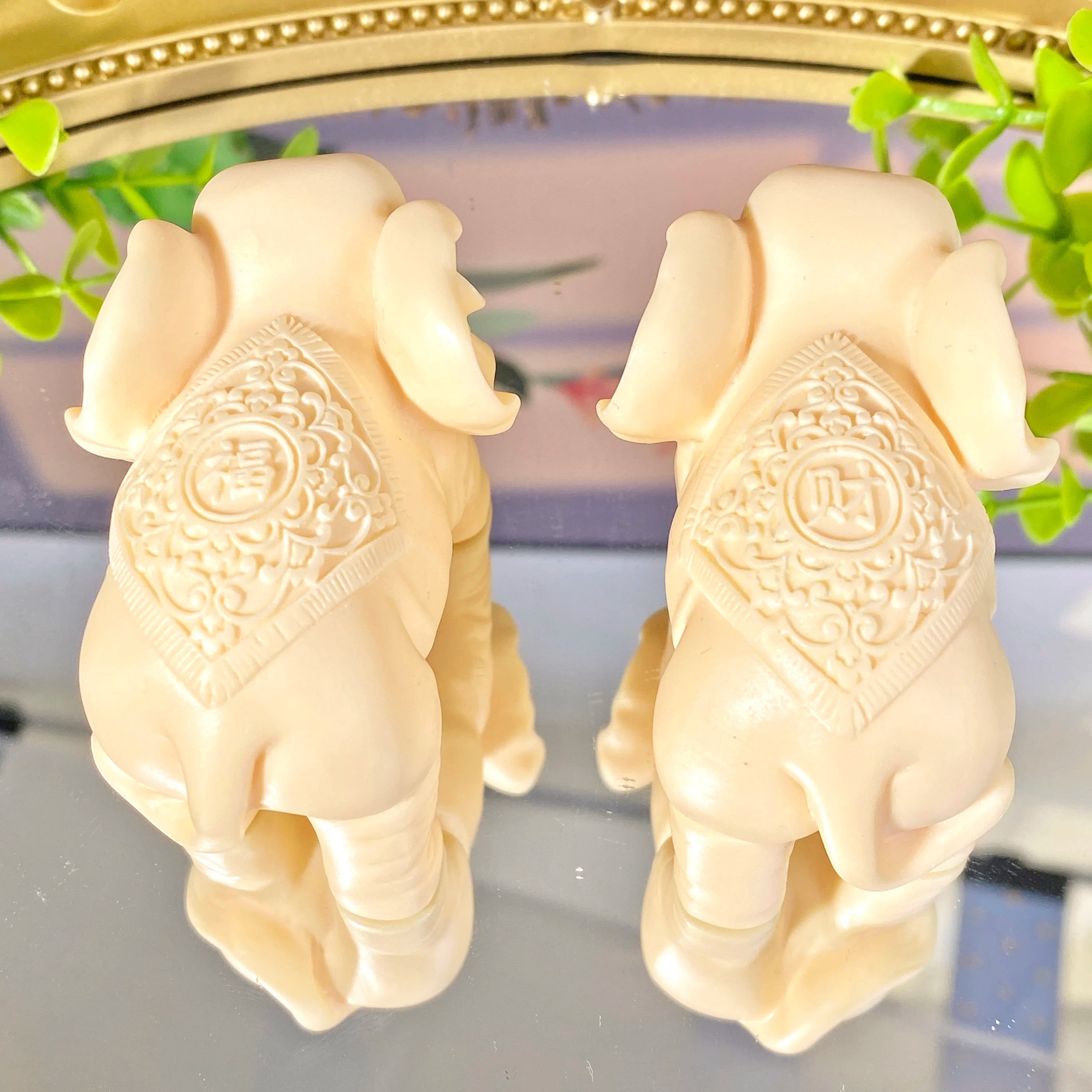 Hand Craved Ivory Tagua Nut Elephant Carving