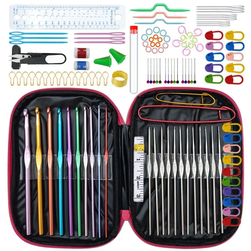 Complete Set of Crochet Knitting Materials; Portable Bag