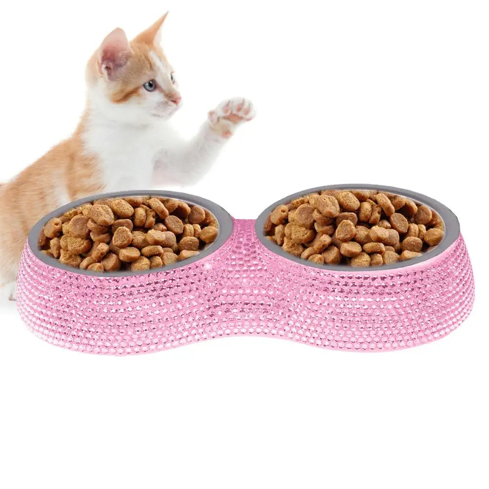 Rhinestone Bling Stainless Steel Pet Bowl