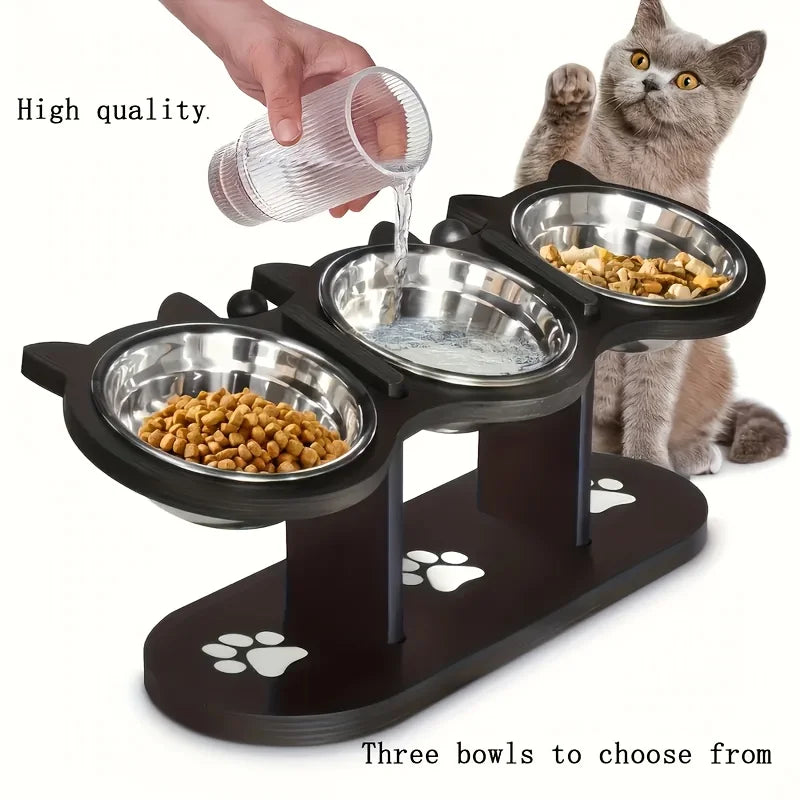 Adjustable 15-Degree Slanted Elevated Cat Feeder