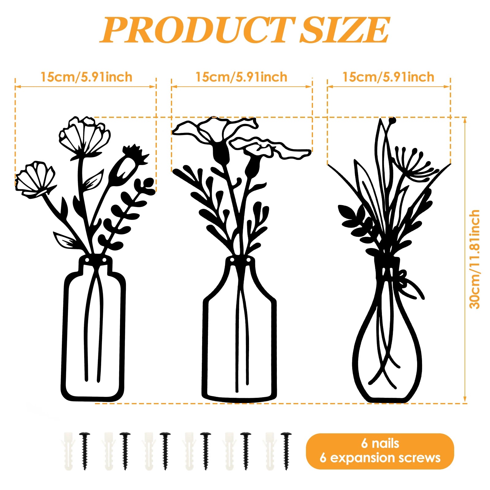 Floral Metal Sculptures Hanging Wall Decor