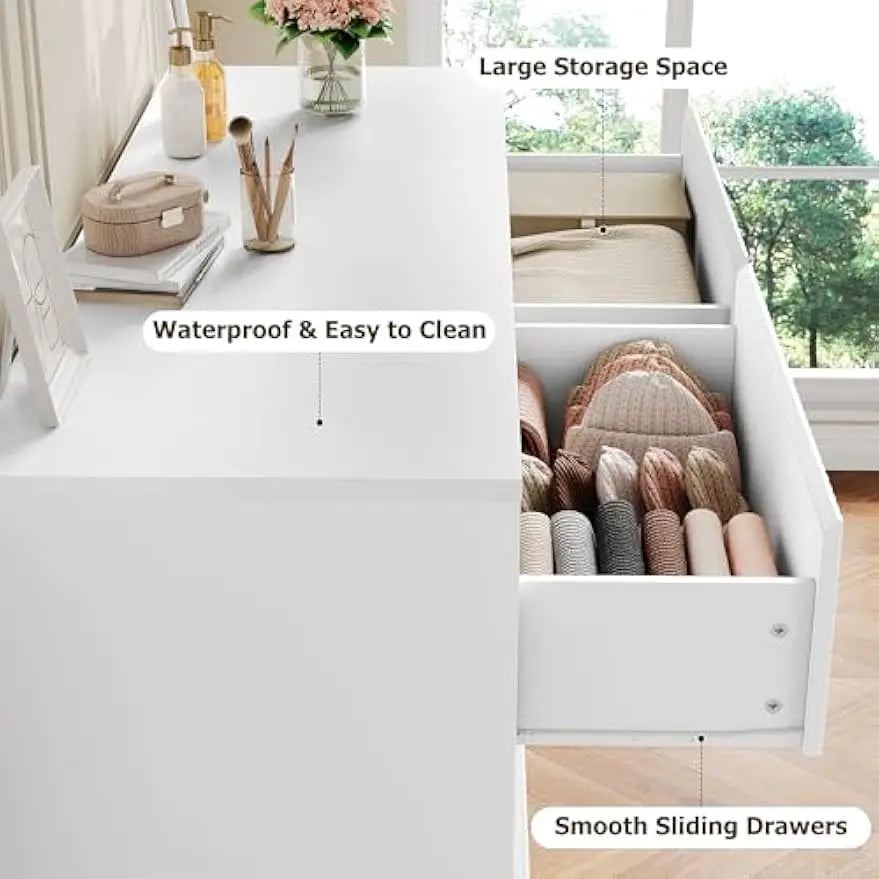 Modern 6-Drawer Dresser; Dining Room Sideboard