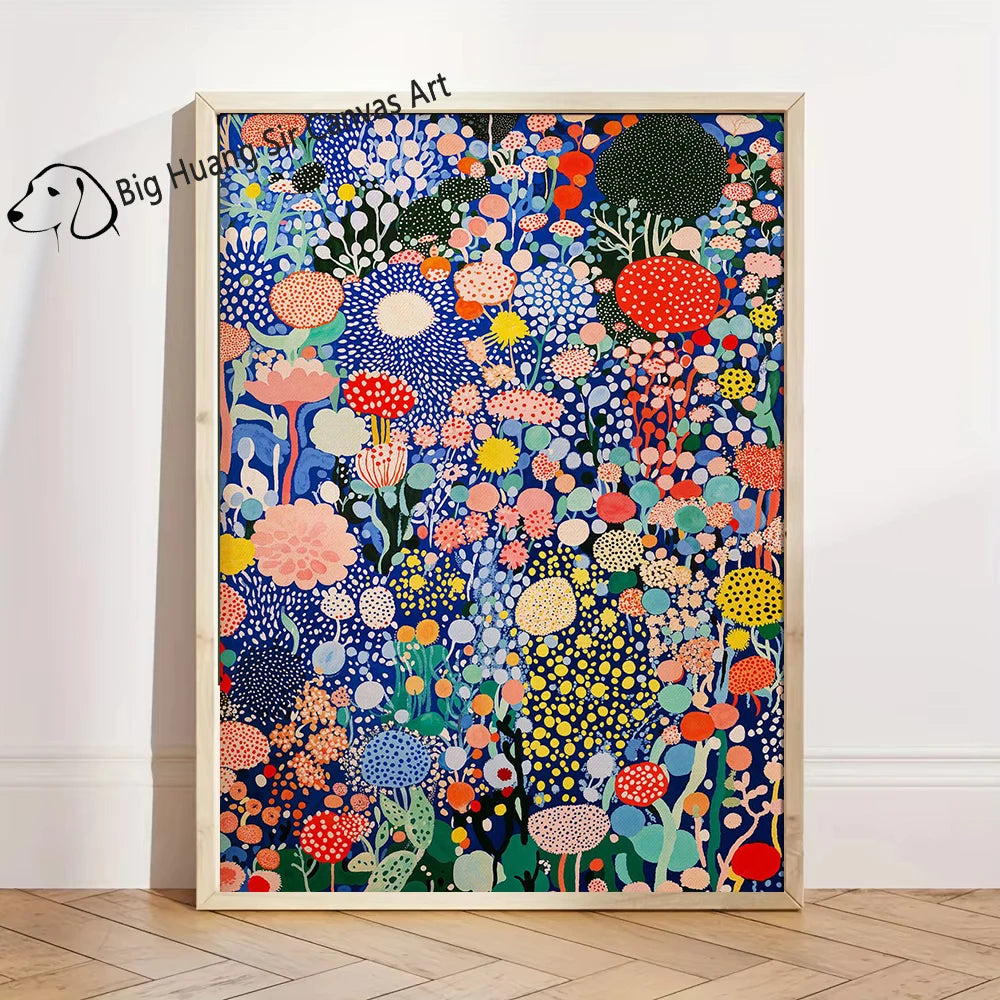 Yayoi Kusama Inspired Botanical Retro Artwork Prints