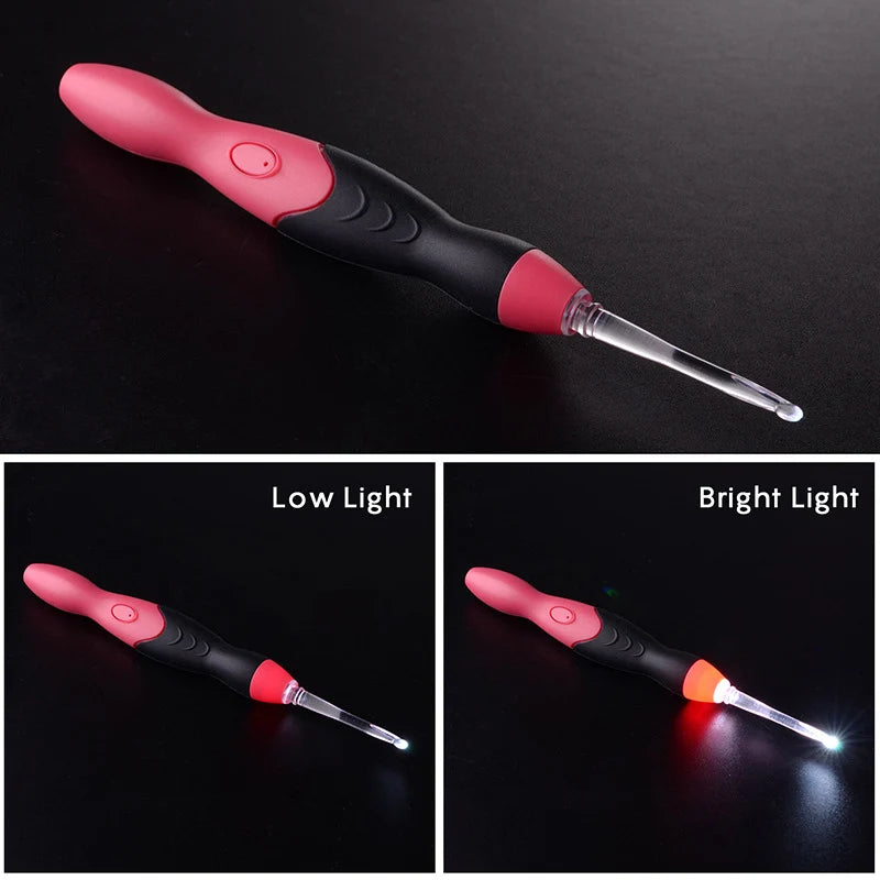 LED Light-Up Crochet Hook Set, USB Rechargeable