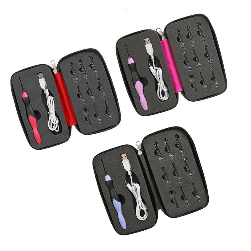 LED Light-Up Crochet Hook Set, USB Rechargeable