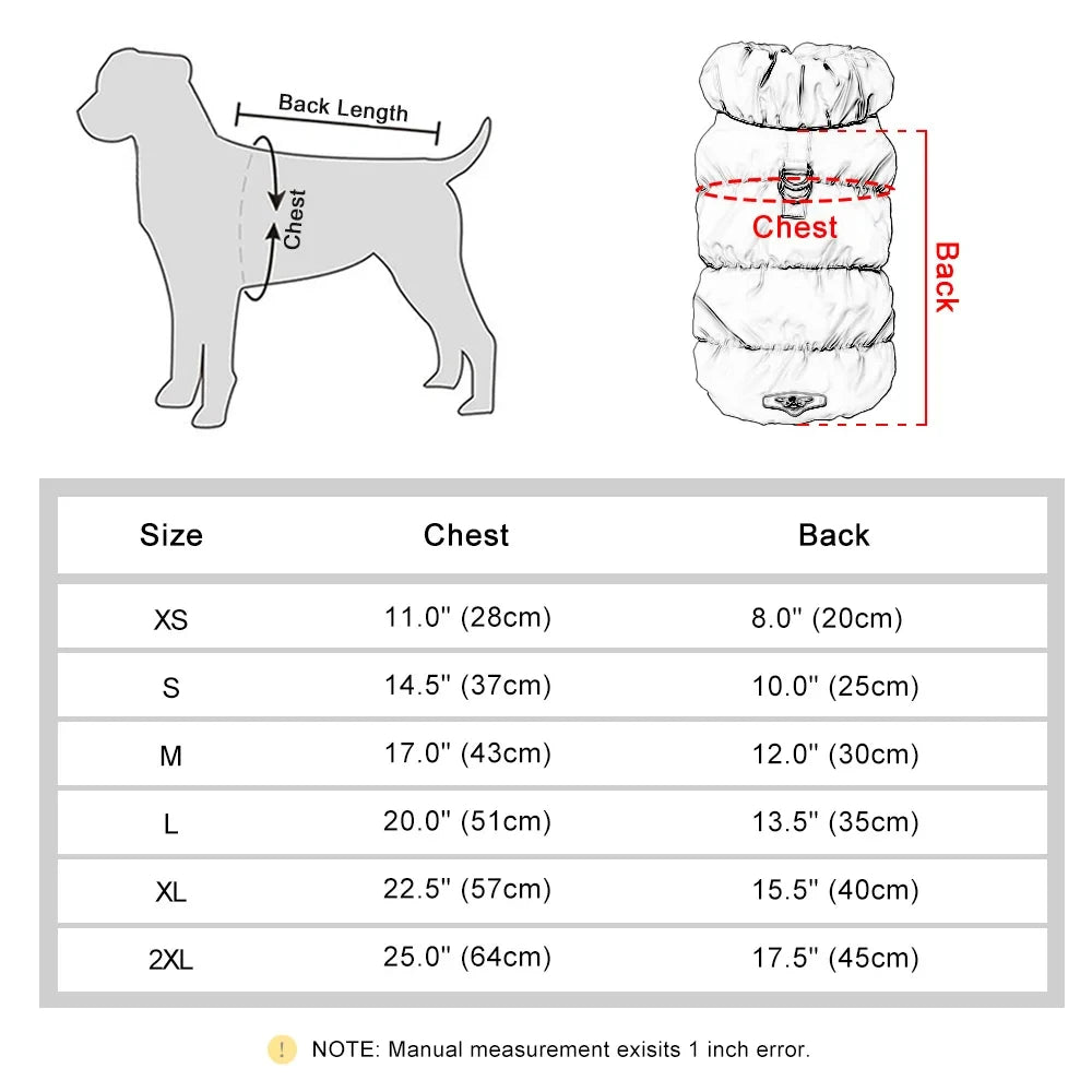 Stylish Dog Puffer Vest, 6 Sizes; 8 Colors