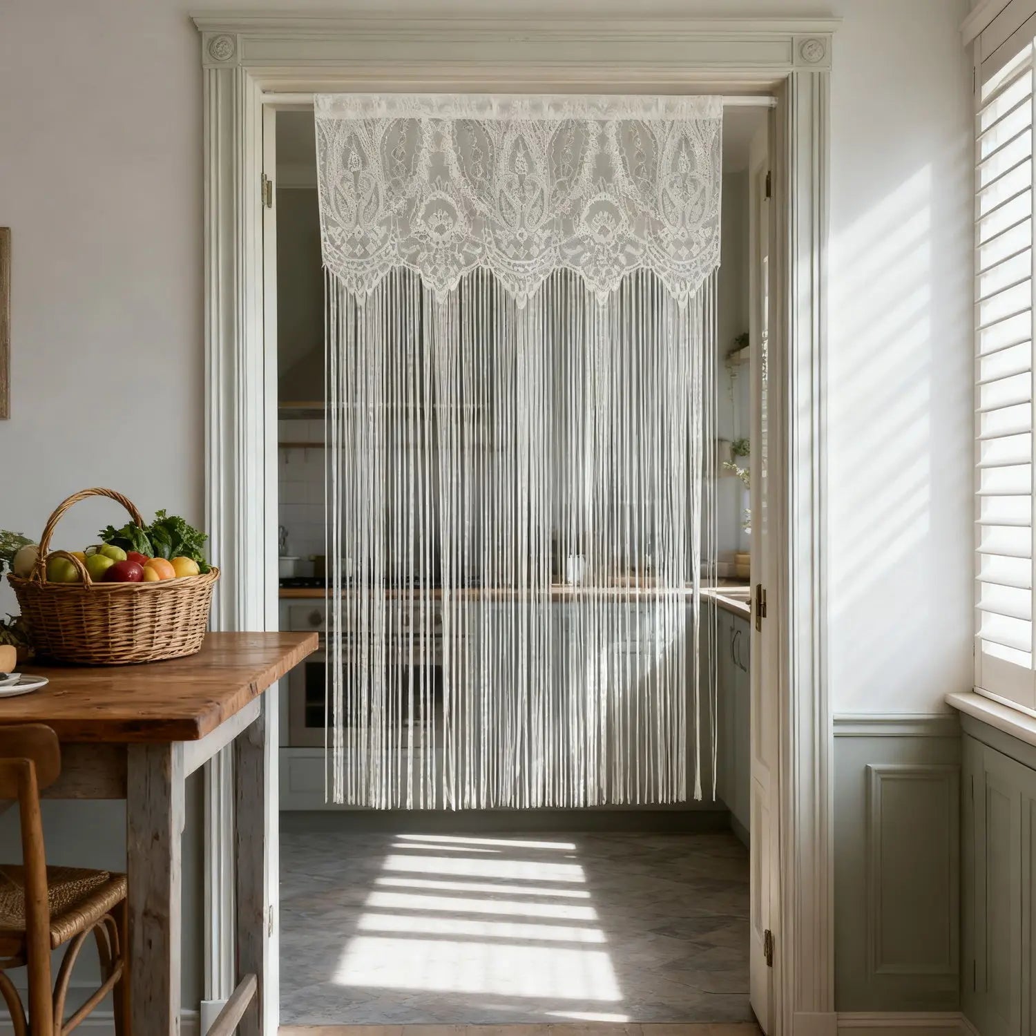 French Vintage Lace Tassel Door Curtain