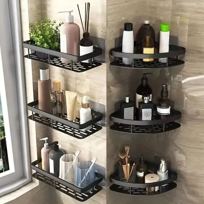 Shower Straight or Corner Shelves; No-Drill Wall Mount