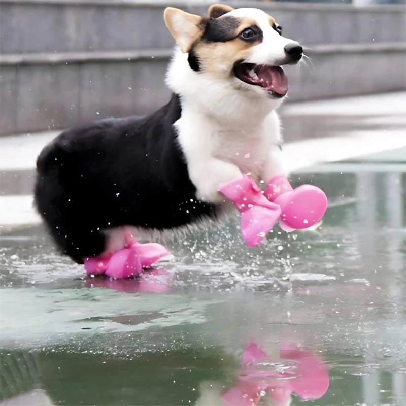 4Pcs Waterproof Rain shoes, Anti-slip Dog Boot