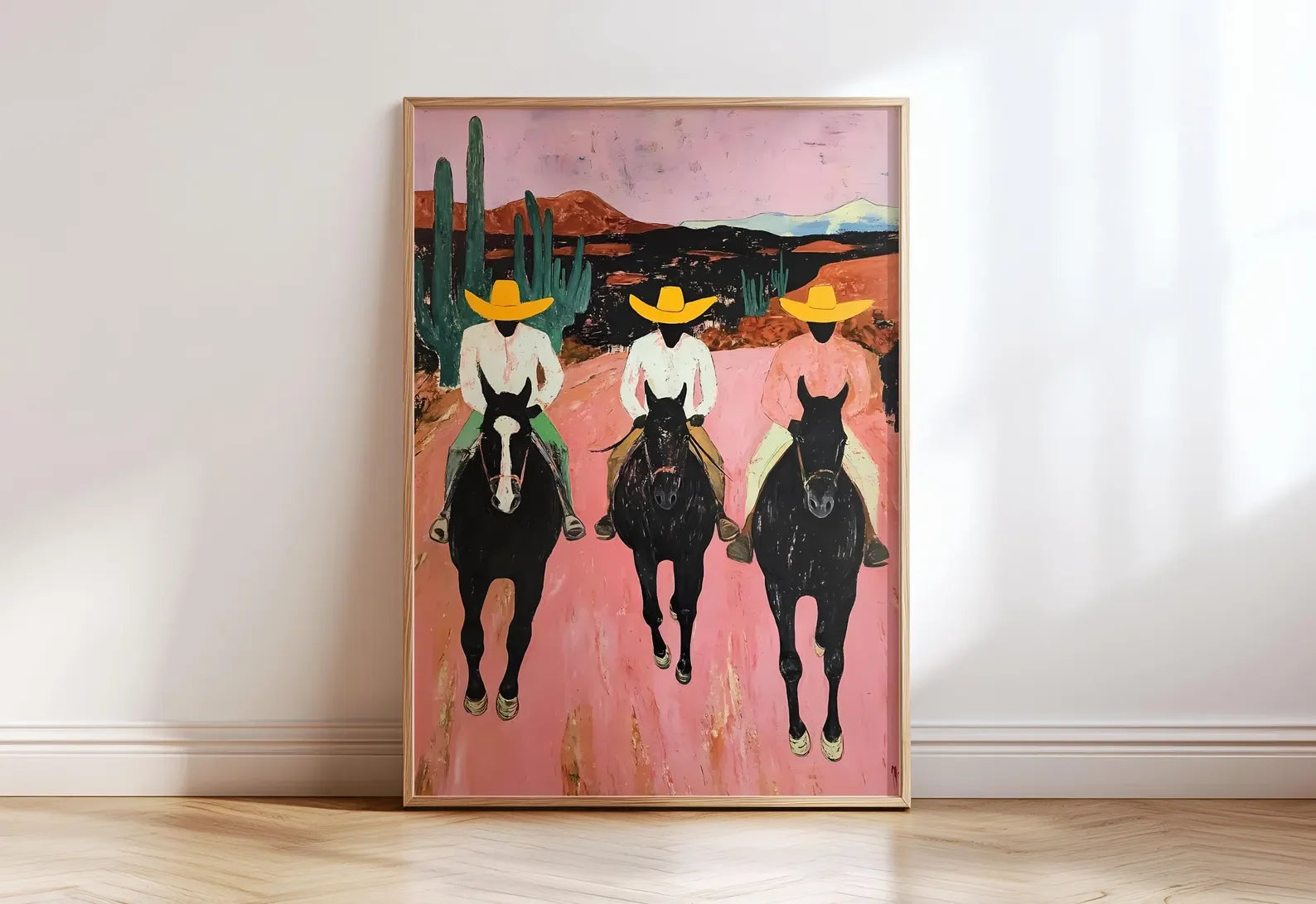 Abstract Western Horse Painting; Modern Country Cowboys
