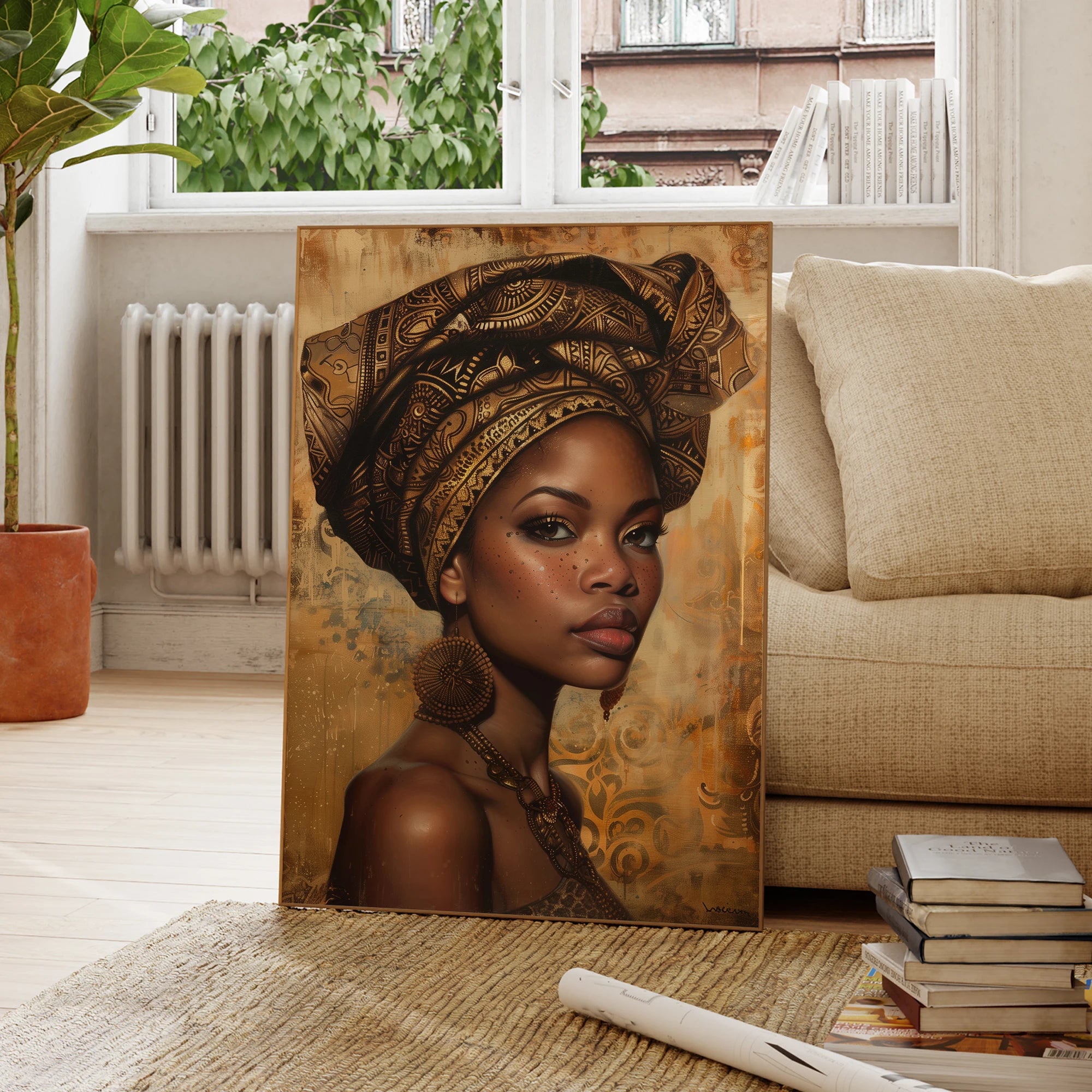 Modern African Girl Painting Fashion Portrait Wall Art