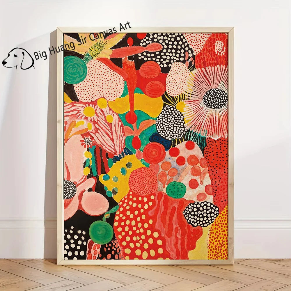 Yayoi Kusama Inspired Botanical Retro Artwork Prints