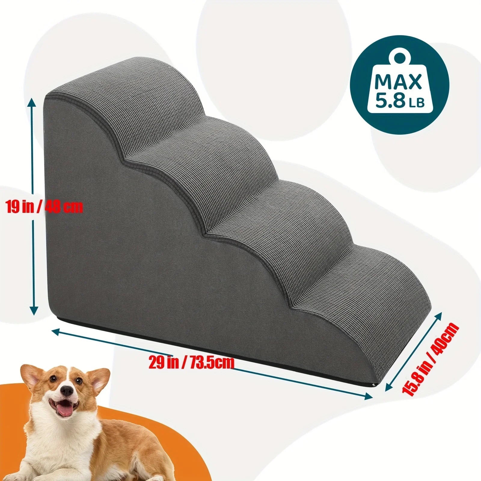 2/3/4 Tier Pet Stairs, Ramp, Washable Cover