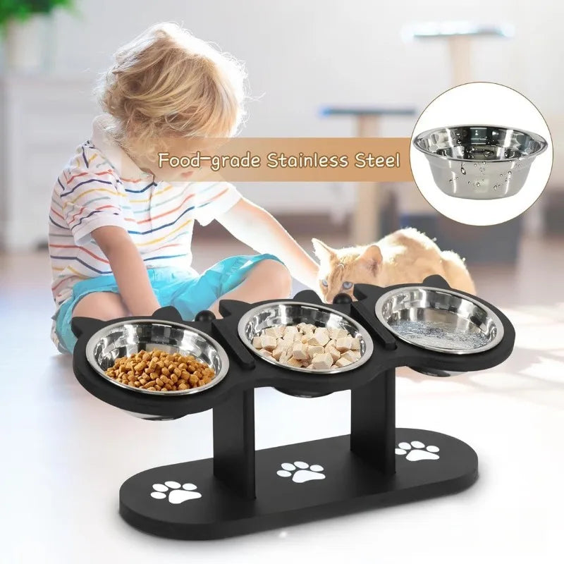 Adjustable 15-Degree Slanted Elevated Cat Feeder