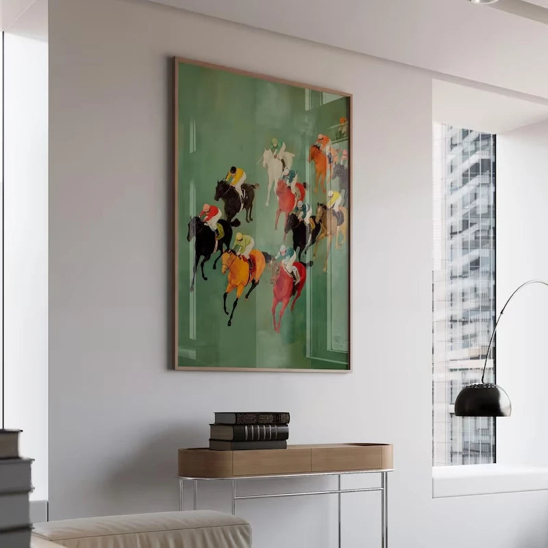 Vintage Canvas Print Colorful Jockeys Horse Racing