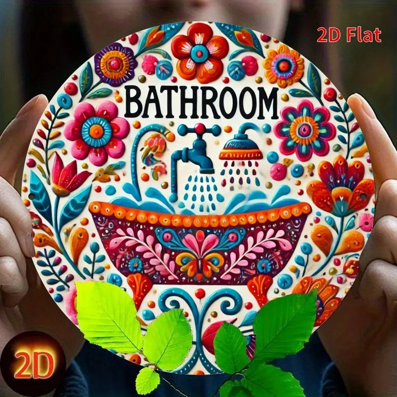 Vintage Bathroom Floral Wall Plaque