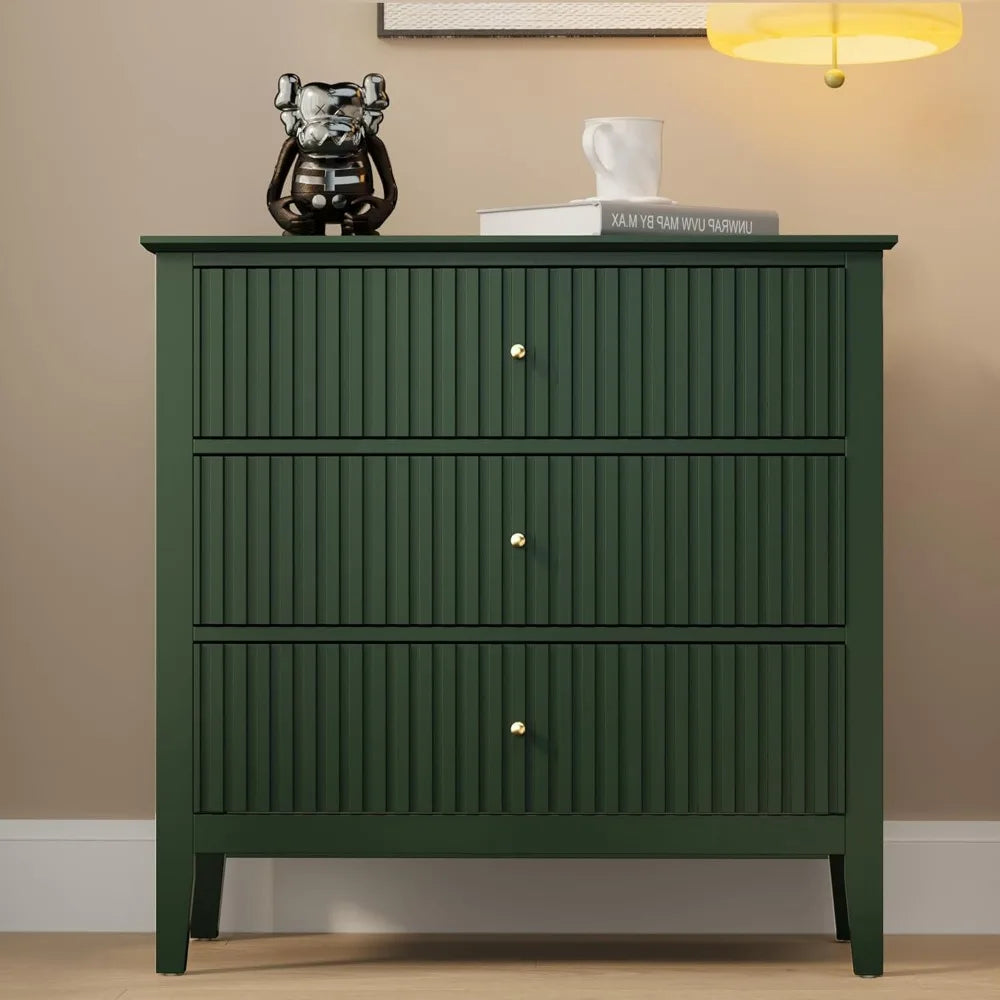 Fluted 3-Drawer 32" Nightstand, Room Chest, TV Stand
