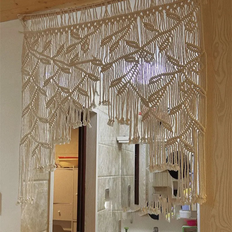 Handmade Macrame Leaf Pattern Window Tapestry