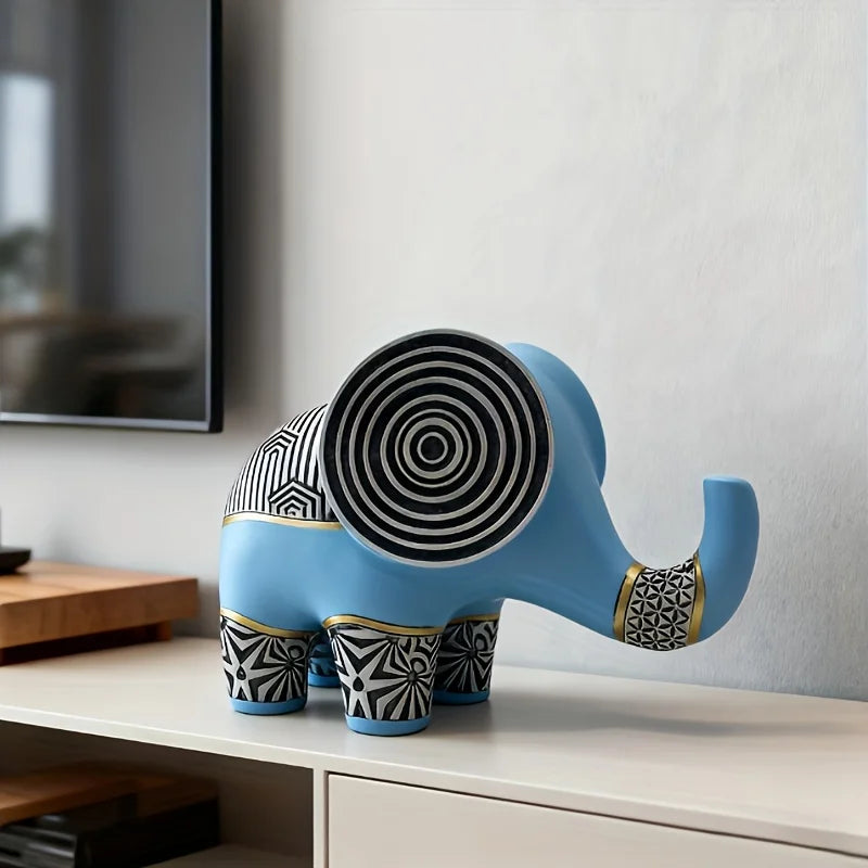 Elegant Blue Minimalist Elephant Statue