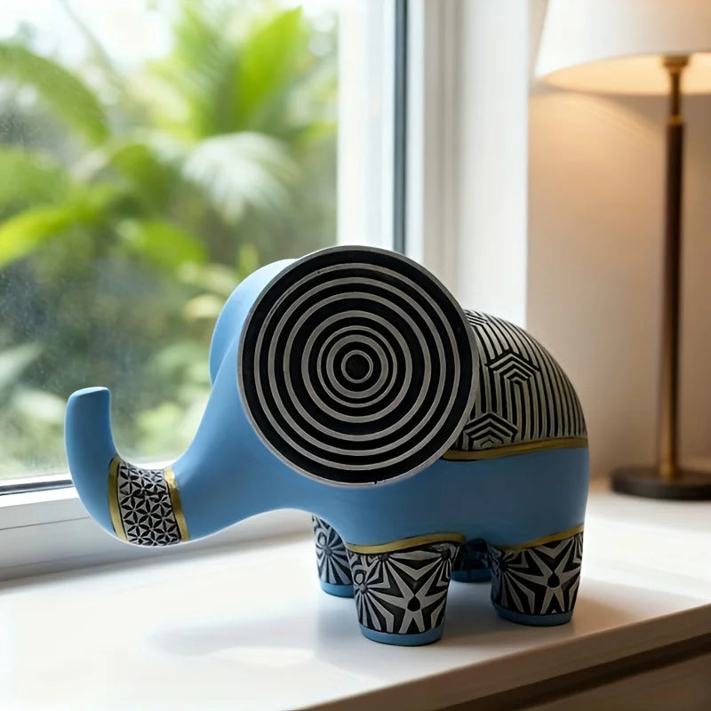 Elegant Blue Minimalist Elephant Statue