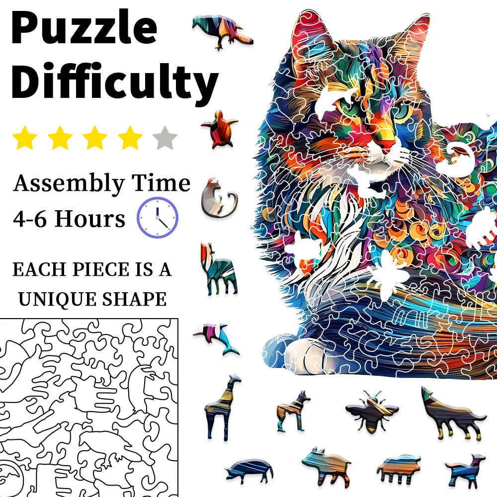 Adult Advanced Plywood Puzzle, Unique Animal Shapes