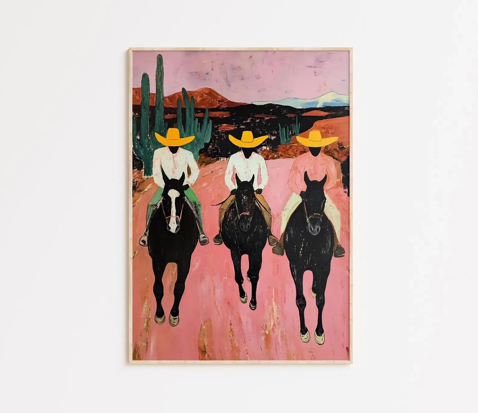 Abstract Western Horse Painting; Modern Country Cowboys