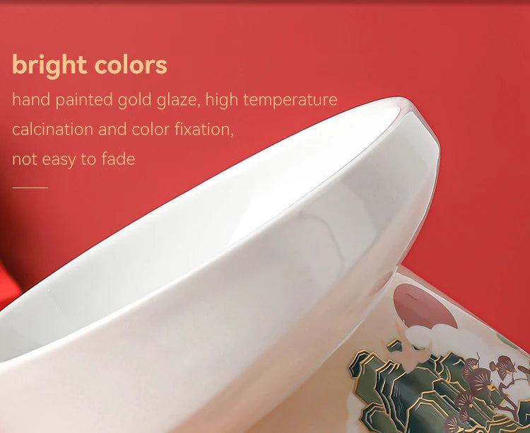 Chinese Style Elevated Ceramic Cat Water/Food Bowl