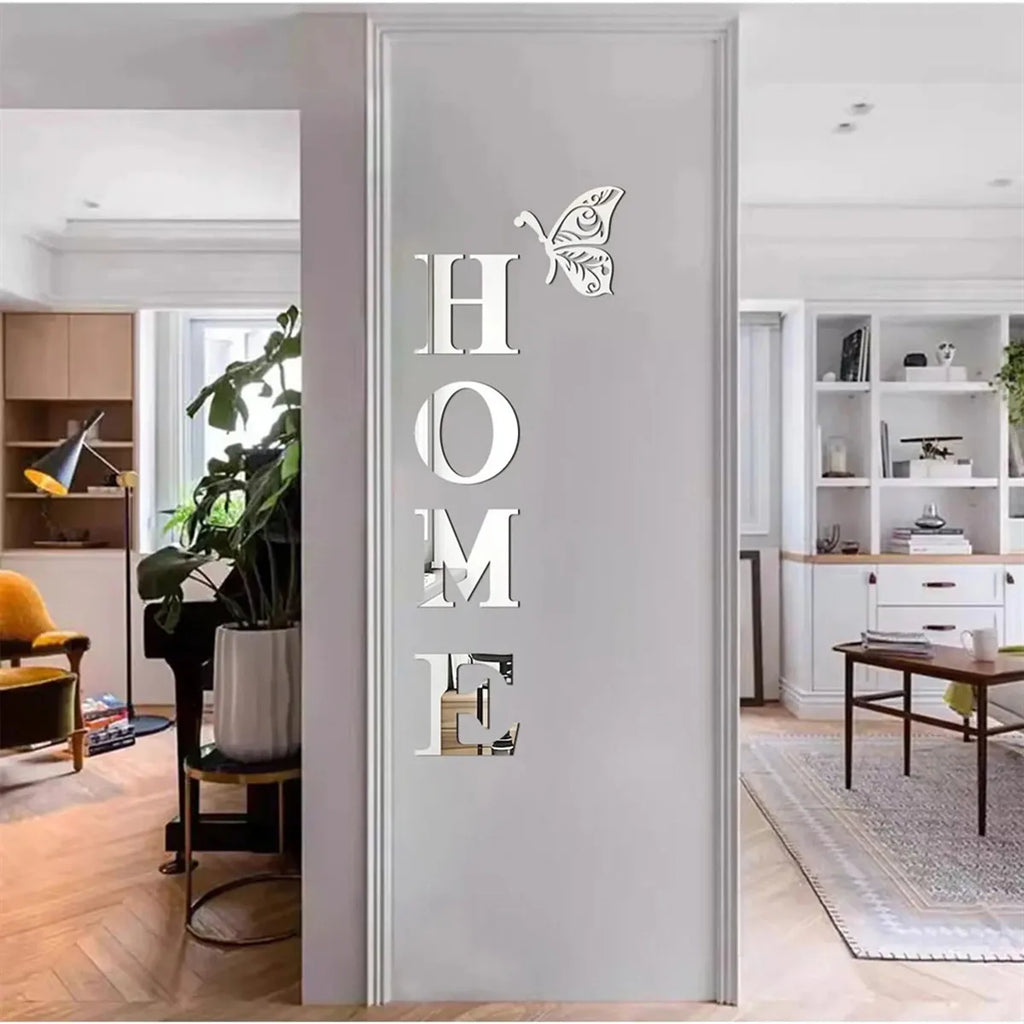 HOME Logo 3D Mirror Wall Entrance Decoration