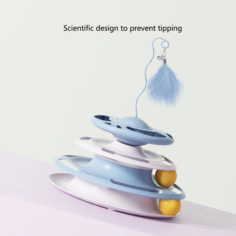 Flying Saucer Cat Toy; Food, Treat Feeder