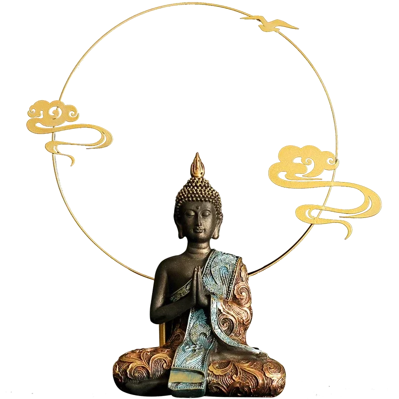 Buddha Sculpture, Green Resin, Handmade Fengshui Figurine