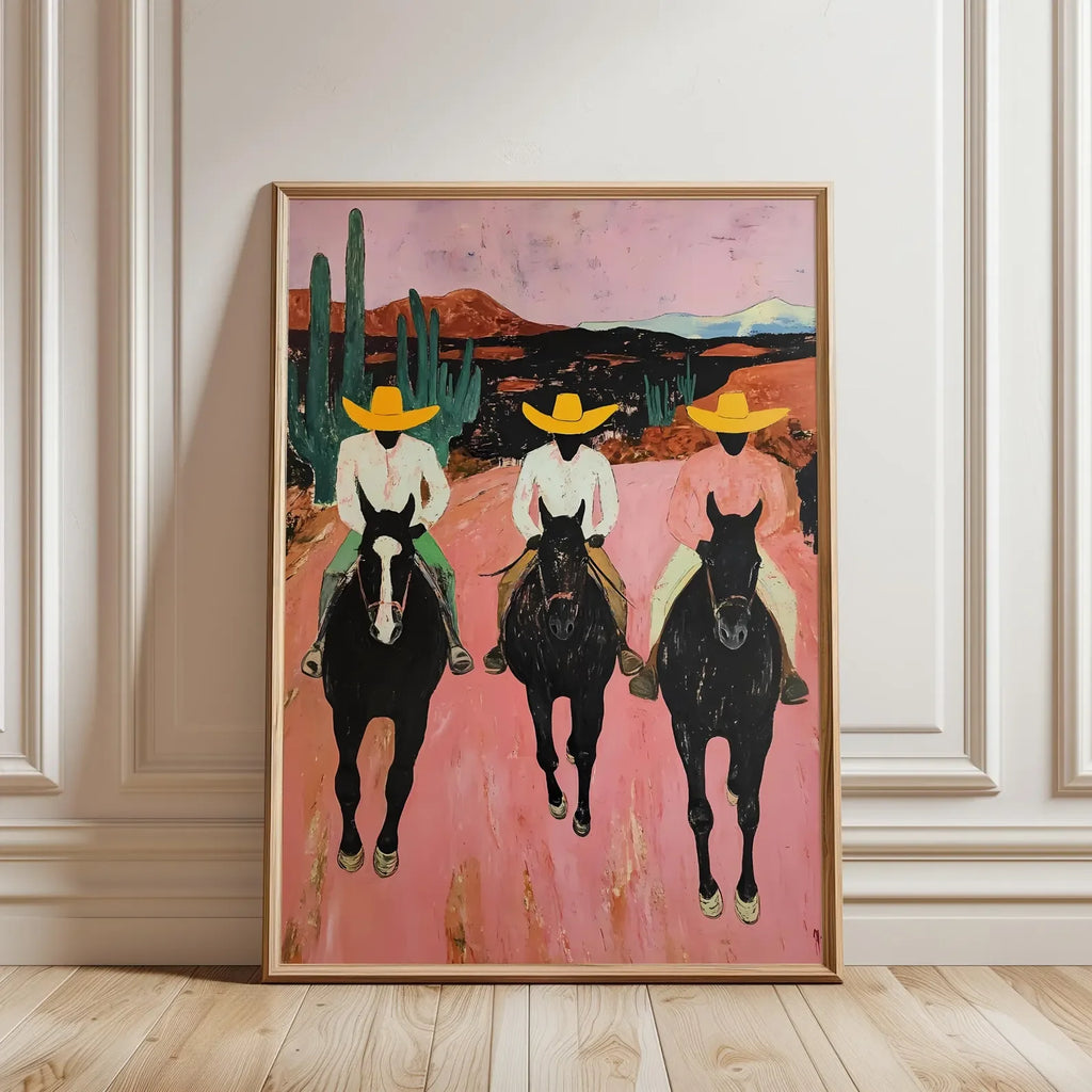 Abstract Western Horse Painting; Modern Country Cowboys