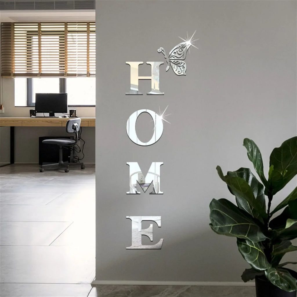 HOME Logo 3D Mirror Wall Entrance Decoration