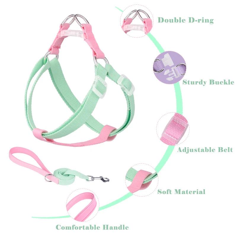 Dog Harness, Leash, Collar Set, No-Pull, Adjustable