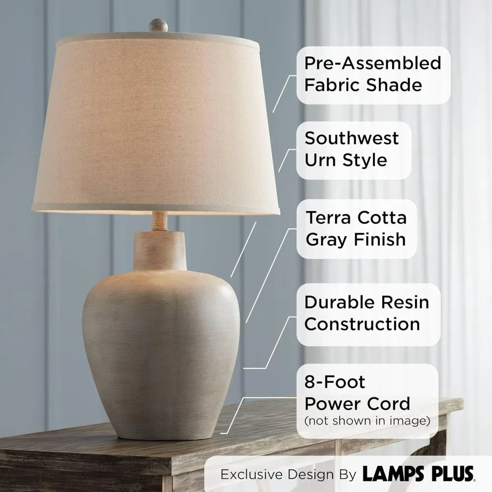 Country Cottage 27" Table Lamps, Fabric Shades, Set of 2