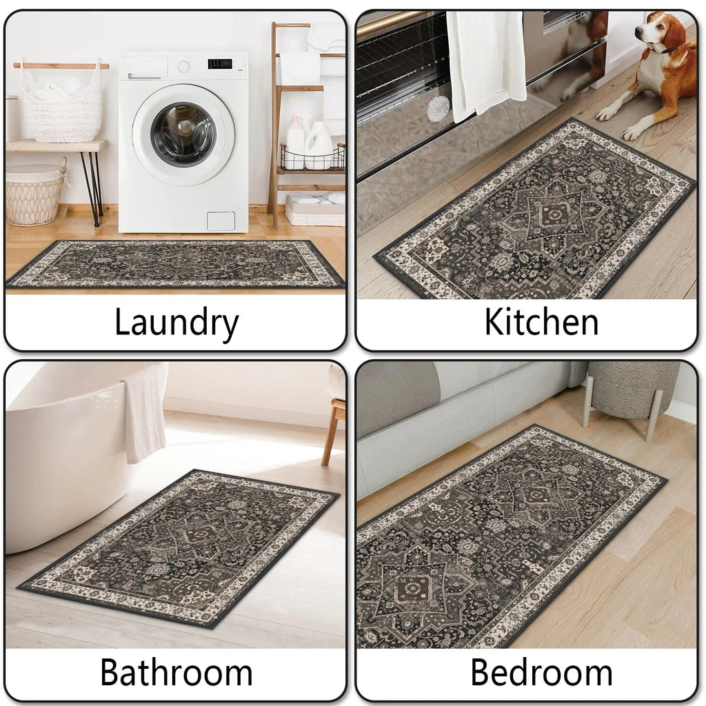 2 PC. Retro Rug Set, Anti-Slip, 2 Colors & Sizes
