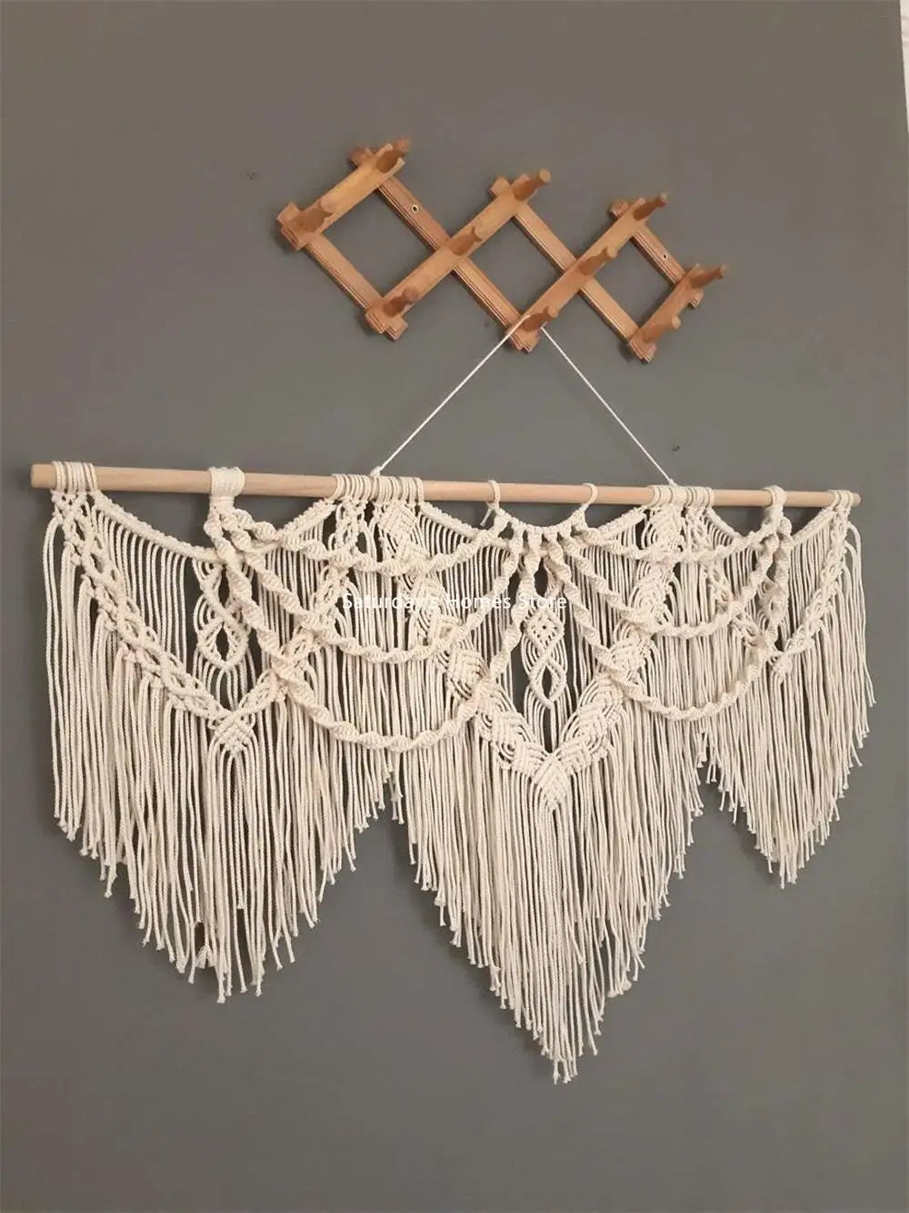 Handwoven Macrame Wall Hanging; Chic Bohemian Tapestry
